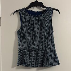 Banana Republic Geometric Navy Sleeveless Blouse